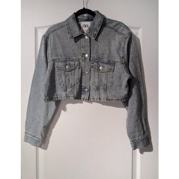 NEW! Zara | Crop Denim Jewel Jacket - Picture 3 of 10